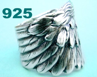 Angel Wing ring feather ring Jewelry Sterling Silver Ring Unique Ring wing jewelry feather jewelry adjustable ring feather jewlery R-022