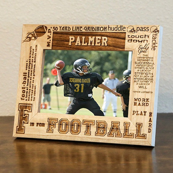 Personalized Football Frame Engraved on WoodEngrave your name/number