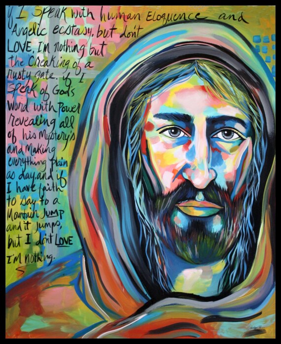 Jesus Kaleidoscope Print from original Jesus Painting 11x14