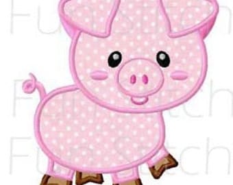 Farm pig applique machine embroider y design 