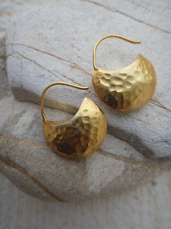 Hand Hammered Sterling Gold Earring simple artisan ethnic