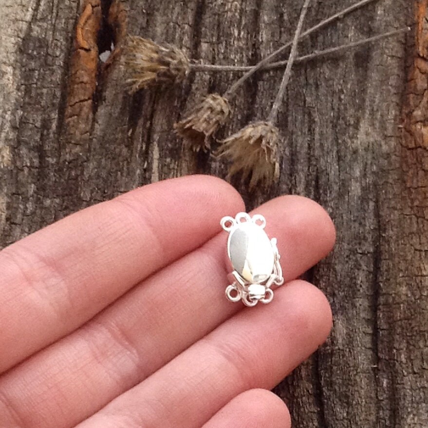 Sterling Silver Oval Box Clasp 3 Strand Jewelry Supply Jewelry