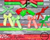 RED Ribbons for Digital Scrapbooking and Card Making Set of 12 Digital Holiday Element Bow Scrapbooking Embellishment Instant Download Il_170x135