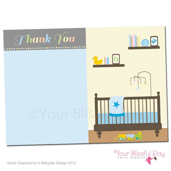 PRINTABLE Sip & See Baby Boy Thank You Cards #210 Il_570xn