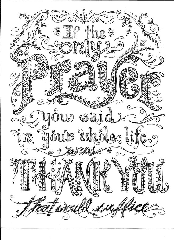 Instant Download Prayer Coloring Page