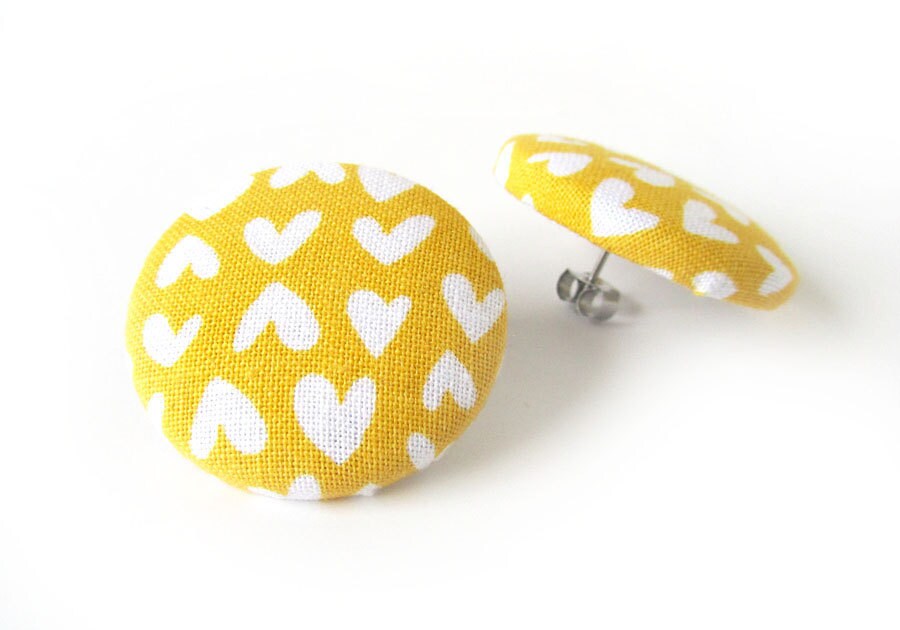 Valentine's day gift Big mustard yellow stud earrings
