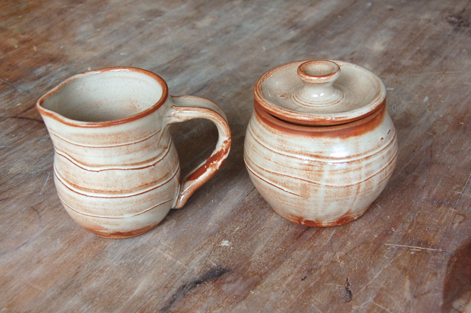 Cream and Sugar Set Handmade Pottery by JenniferBurkePottery