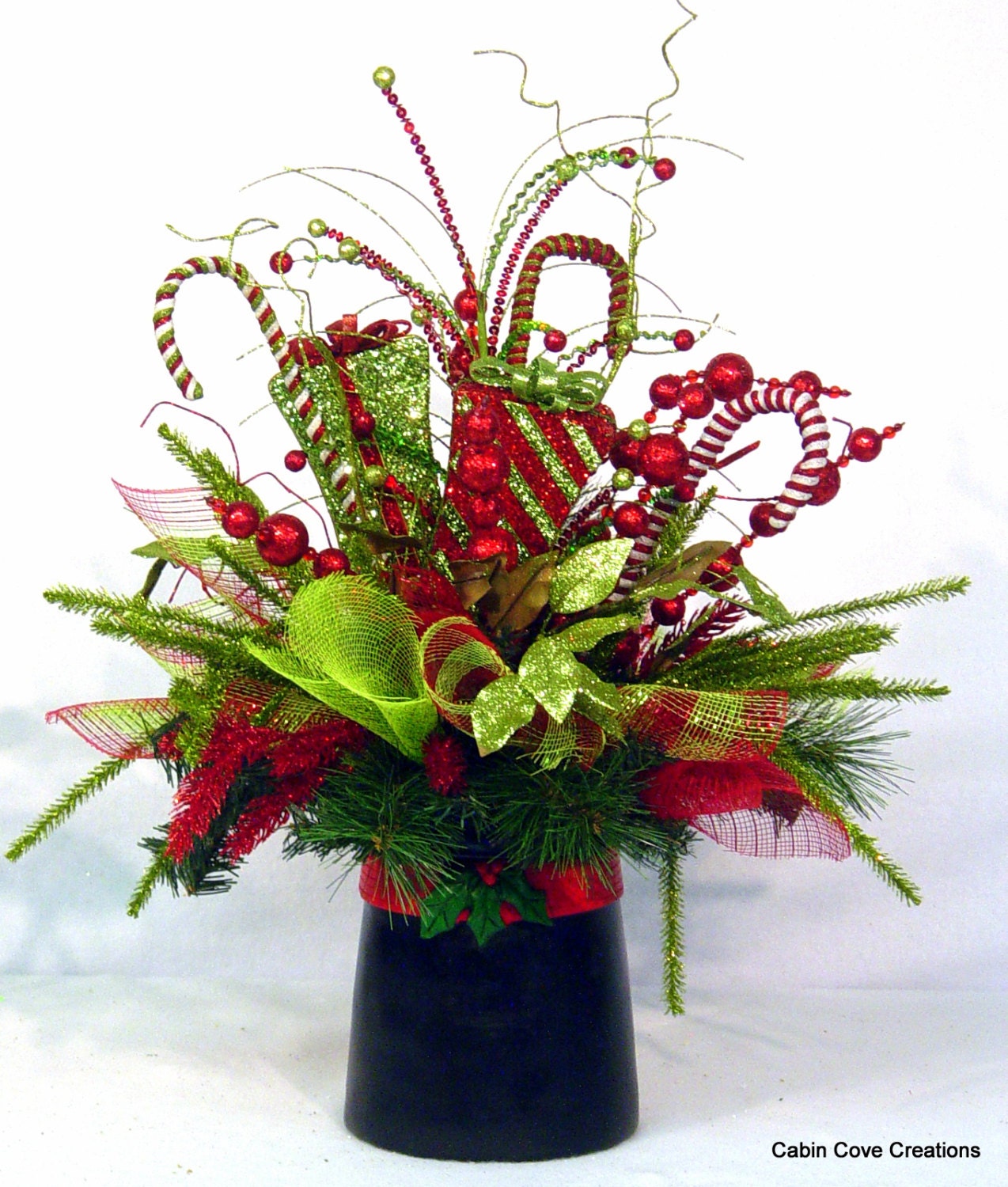 Christmas Top Hat Centerpiece Floral Arrangement Holiday New