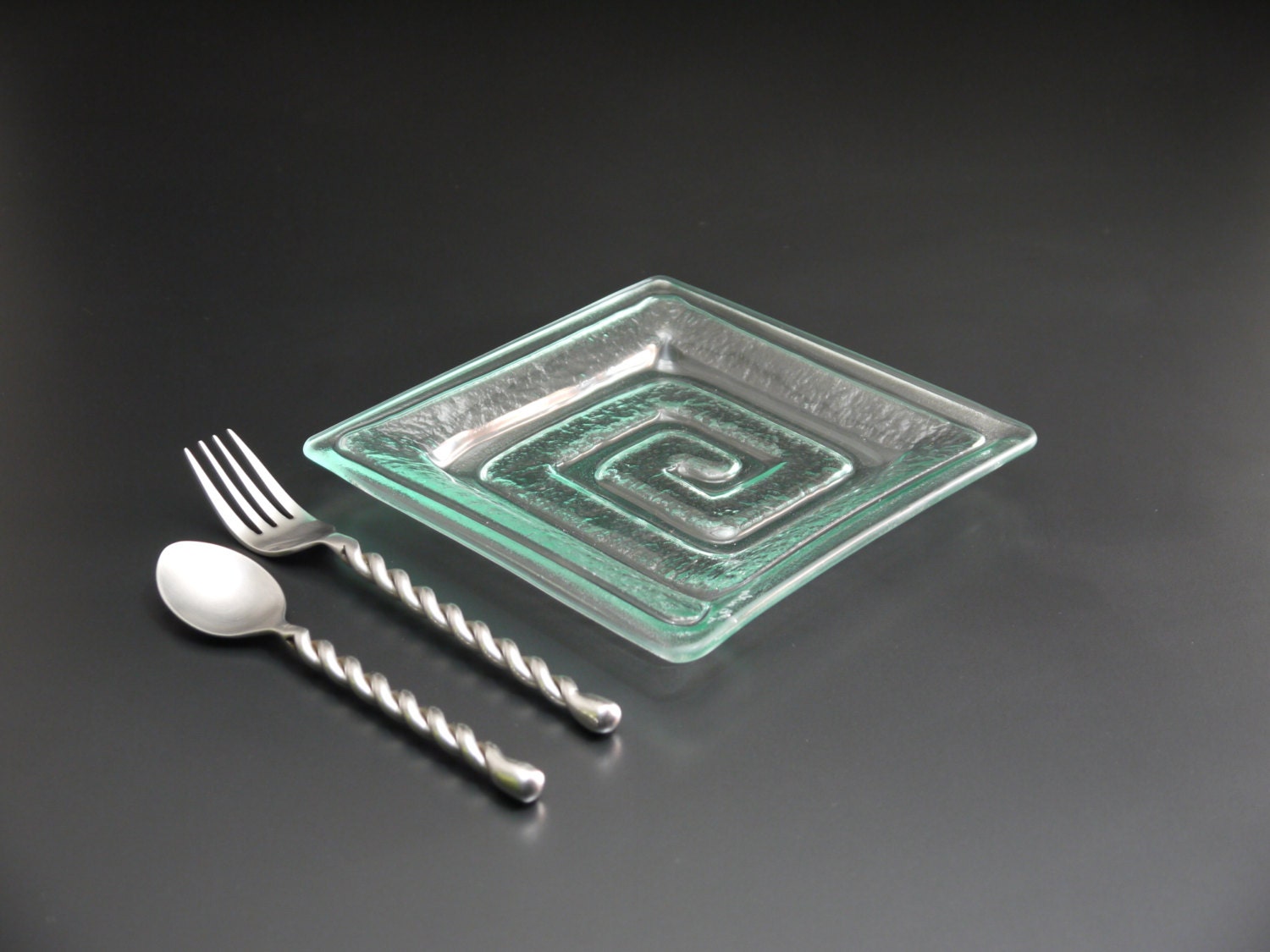 Square Recycled Glass Plates / Dishes Set of 4