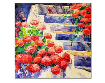 Abundance of the freshness 23x23in, Landscape Painting Original Art Impressionistic OIl on Canvas by Ivailo Nikolov