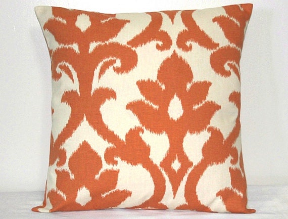 Burnt Orange and Antique White 18 inch Decorative Pillow Throw