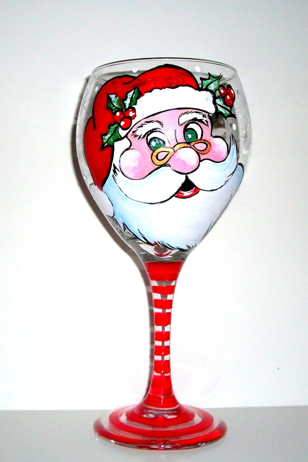 Hand Painted Wine Glass Santa Clause Is by SharonsCustomArtwork