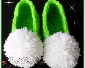 Tinkerbell inspired green slippers - Tinker Bell inspired shoes for girls (Available in sizes 0-3m. to 6 years) Green crochet slippers