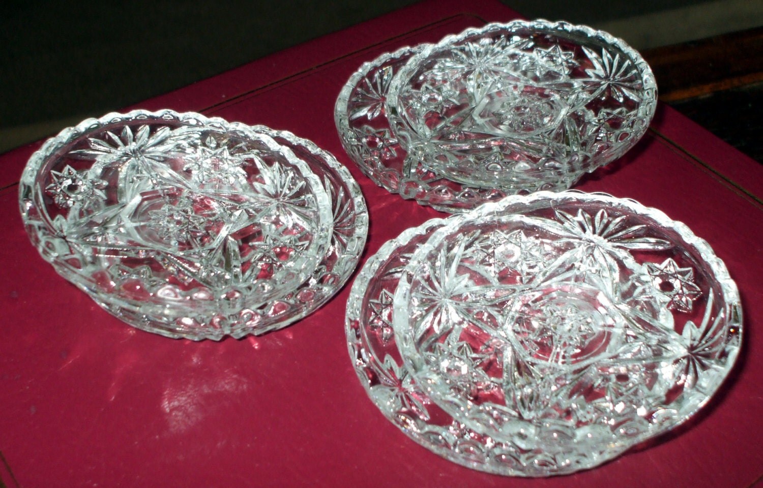 Pressed Glass Coasters Set Of Six Anchor Hocking Star of David