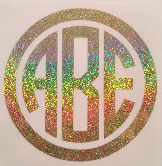 holographic glitter vinyl monogram decal