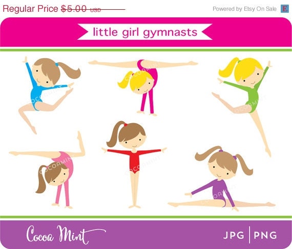 50% OFF SALE Little Girl Gymnasts Clip Art Il_570xn