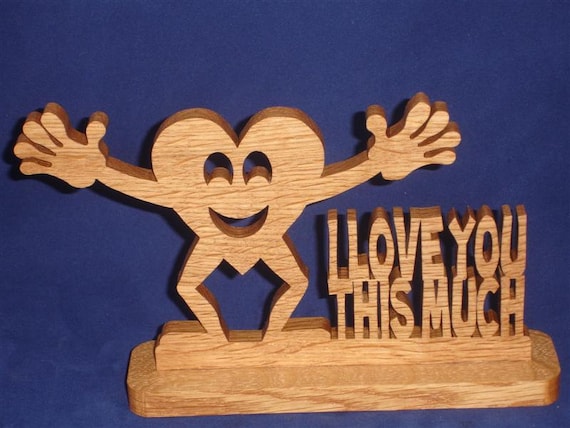 I Love You Heart Desktop Shelfsitter Handmade from Oak Wood