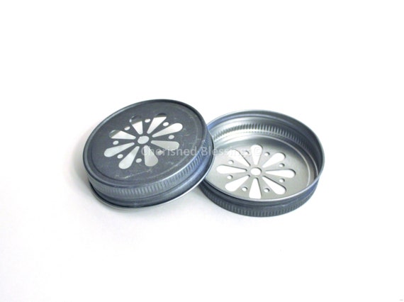 Pewter Daisy Lids, 20 Pewter Daisy Lids, Pewter Mason Jar Lids, Wedding Table, Bridal Party, Mason Jar Mugs, Baby Shower, Birthday Party Il_570xn