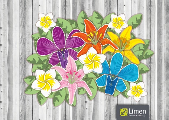 Items similar to Tropical Flower Clip Art | Floral Digital Illustration