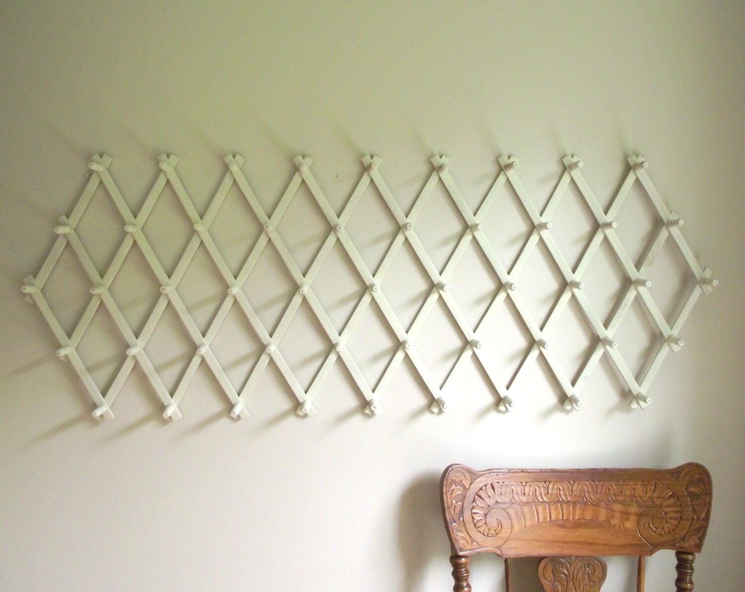 Vintage 49 Peg Expandable Accordion Wall Rack / Accordion Peg