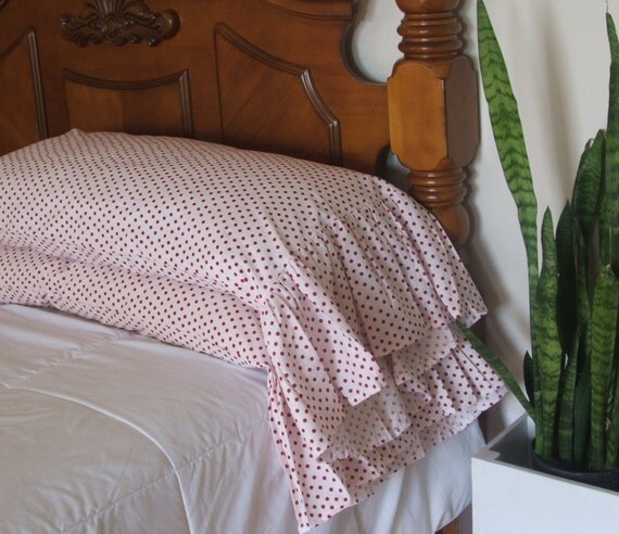 shabby chic red polka dot pillowcases by MyThymeCreations on Etsy
