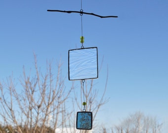 Mobile-Blue mobile-Glass mobile-Blue Suncatcher-Glass suncatcher-Children mobile-Baby mobile-Hostess gift-Teacher gift-En Bleu et Verre