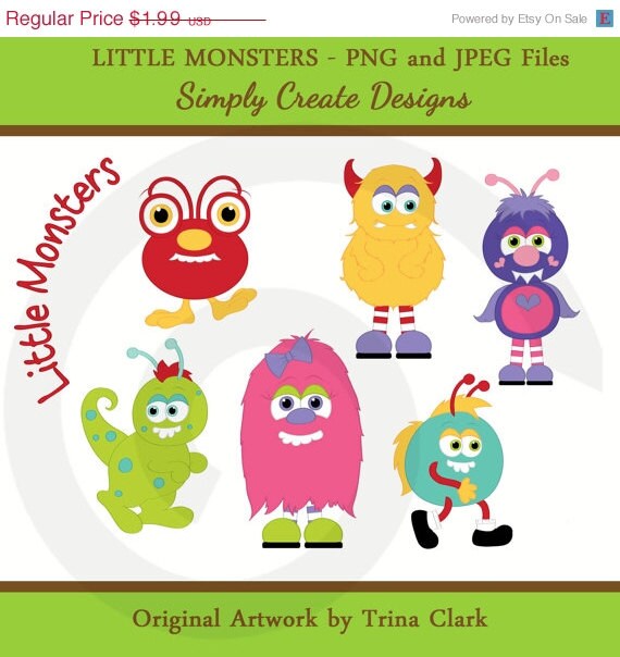 SALE Little Monsters Clipart Personal and Commercial Use Il_570xn