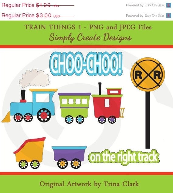 SALE Trains Clipart Boys Trains Clip art Commercial and Personal Use Il_570xn