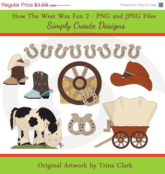 SALE Cowboy Old West Clipart Western Country Clip Art Commercial and Personal Use Il_570xn