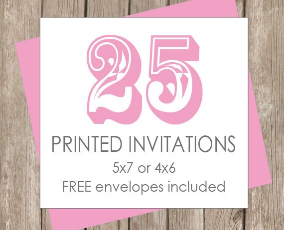 25 Printed Invitations (includes white envelopes) Il_570xn
