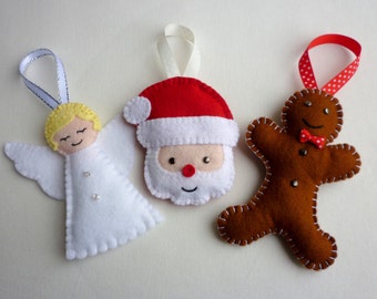 Selection of Handmade Felt Christmas Ornaments