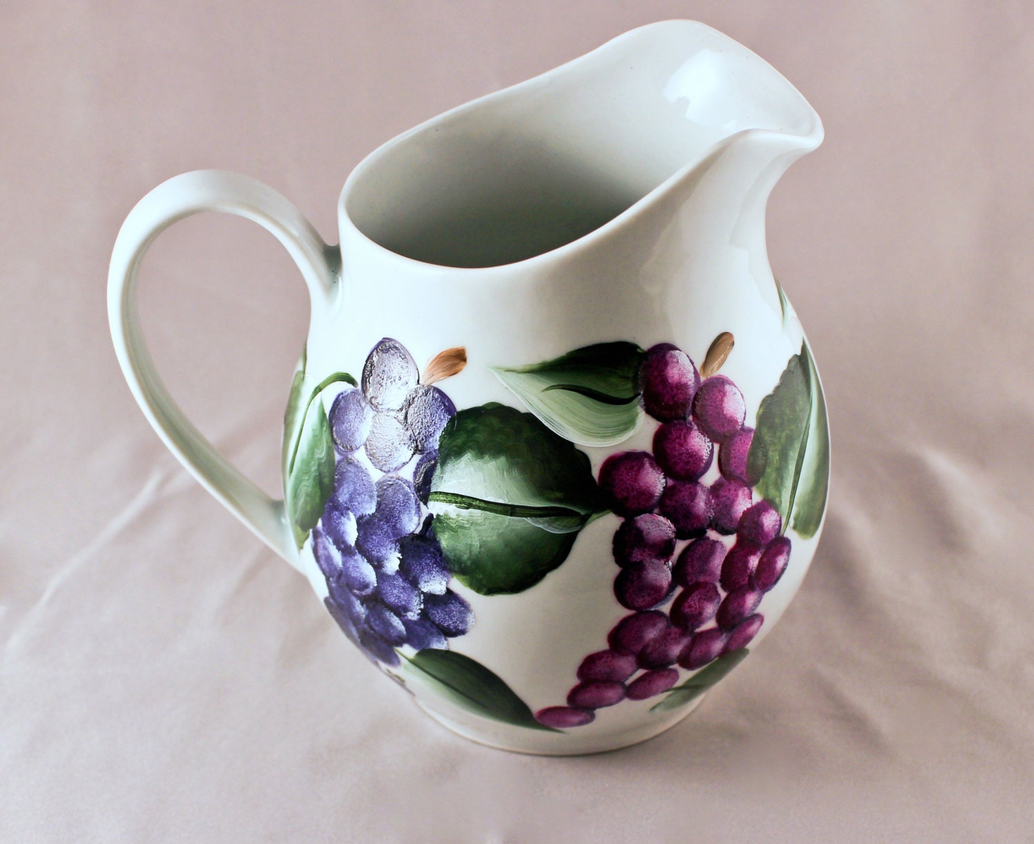 Hand Painted Pitcher Purple Grape