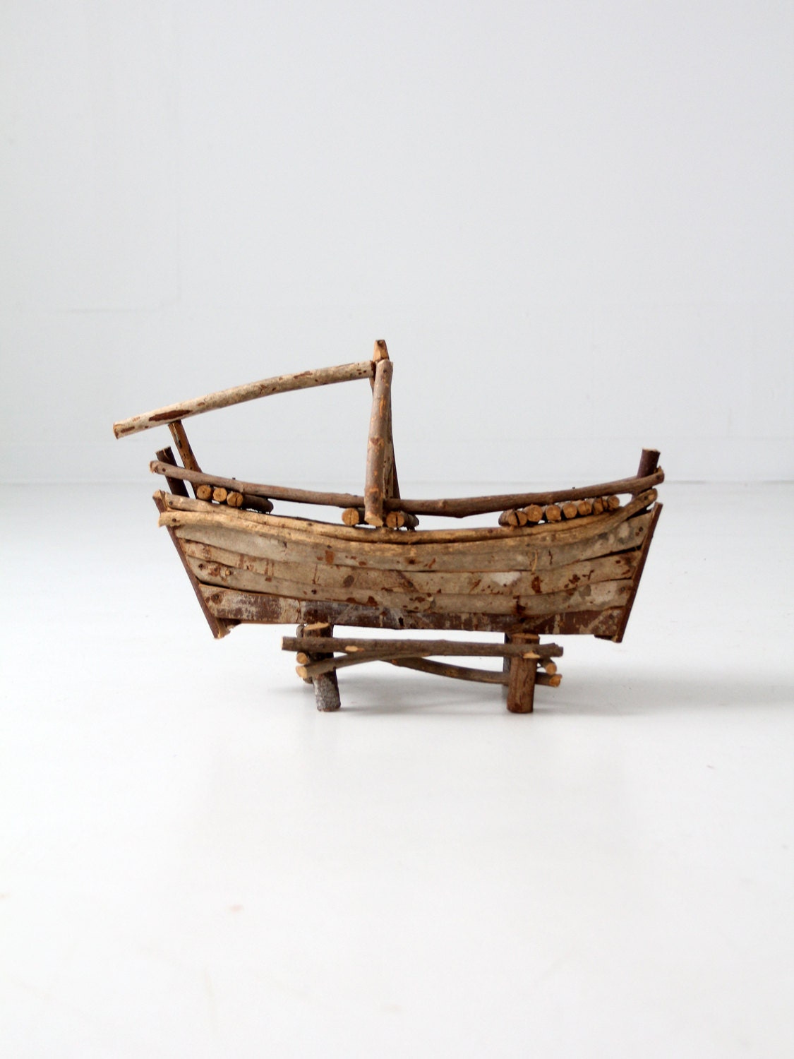 folk art boat vintage wood boat sculpture
