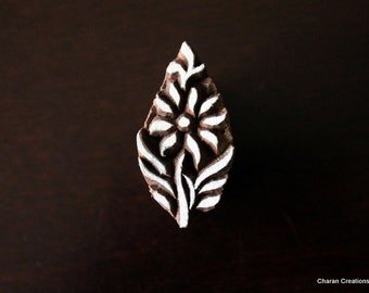 Hand Carved Indian Wood Textile Stamp Block- Small Floral Motif