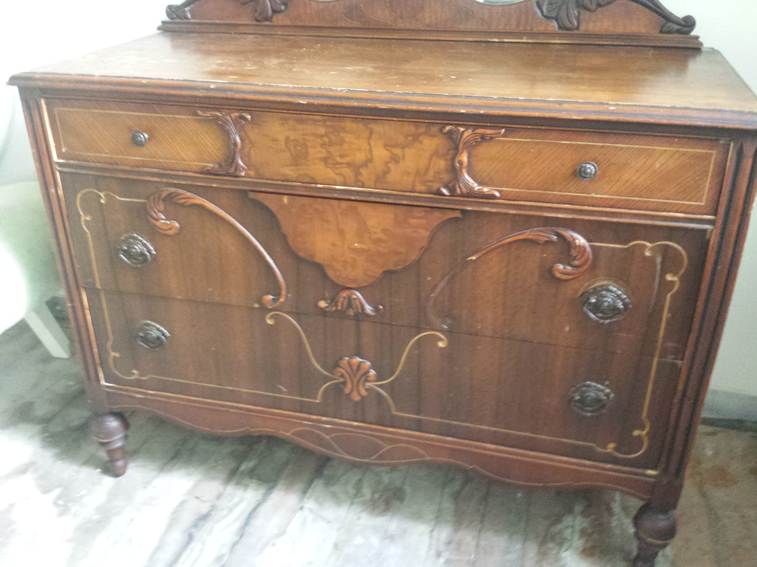 Free NYC DeliveryAntique Art Deco Waterfall Dresser by