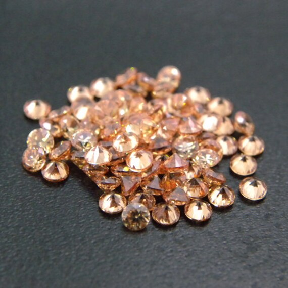 9mm Round CZ Champagne Cubic Zirconia Loose Stones by betajewelry