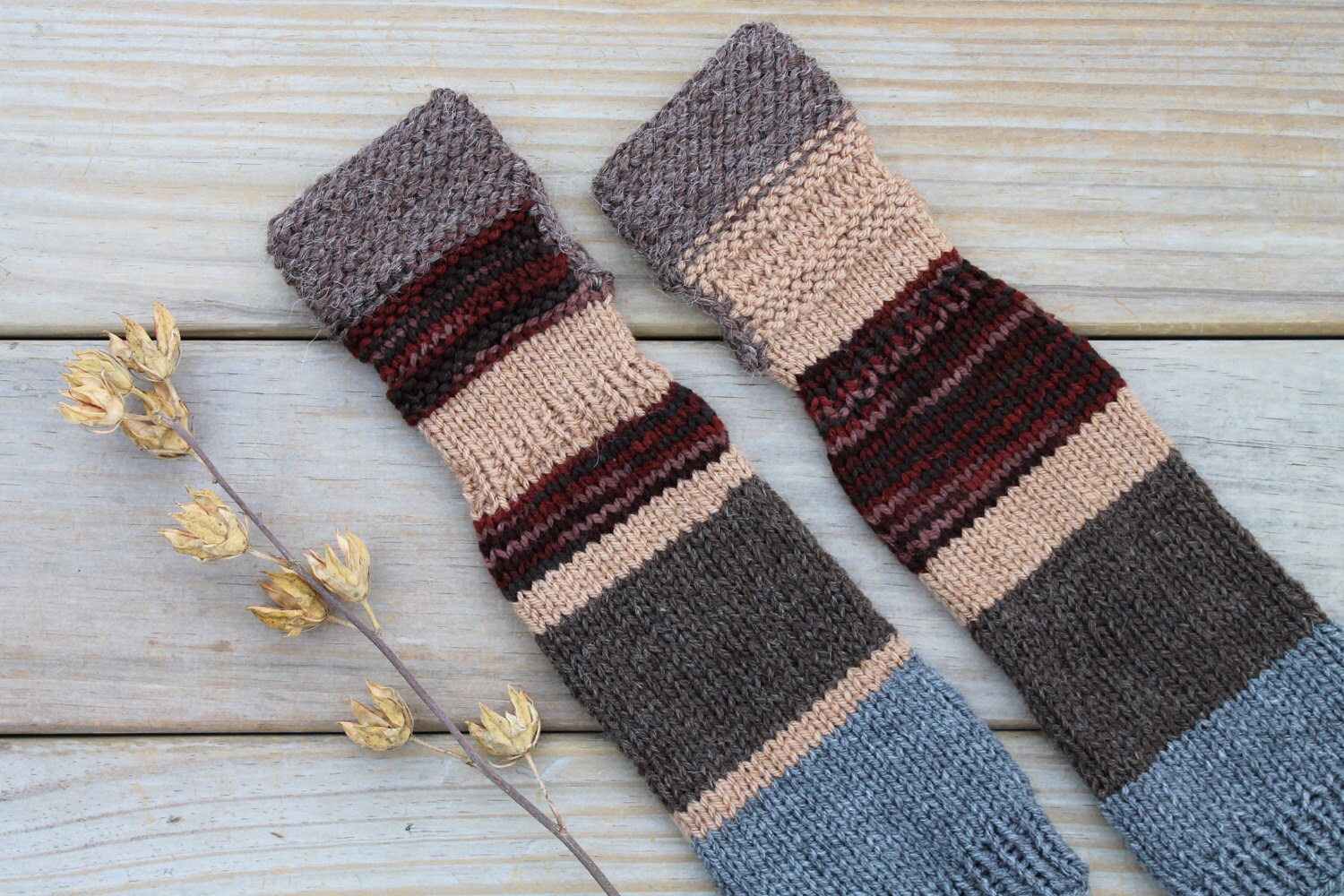 Hand knit arm warmers / urban rustic / cottage by MaybeTheWhiteDog