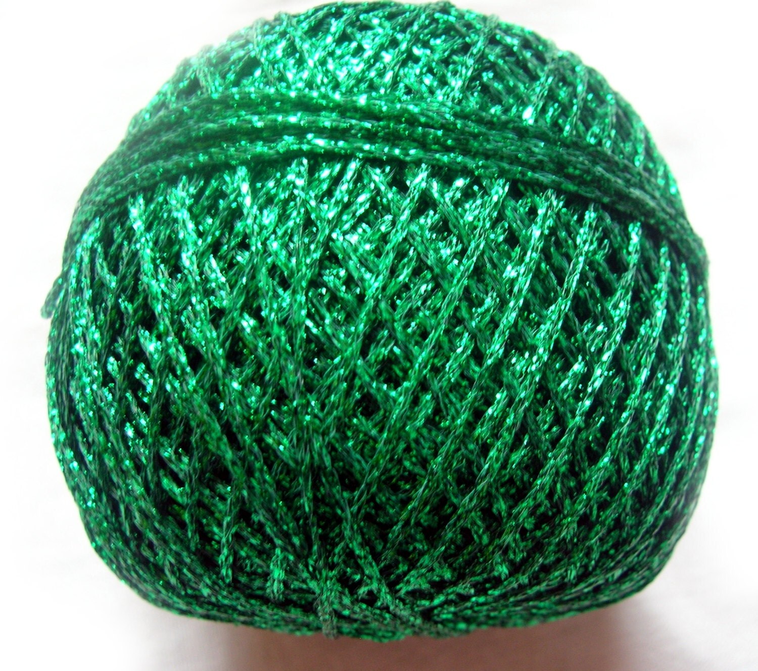 Brocat yarn. Glitter Yarn Shine sparkle yarn green color