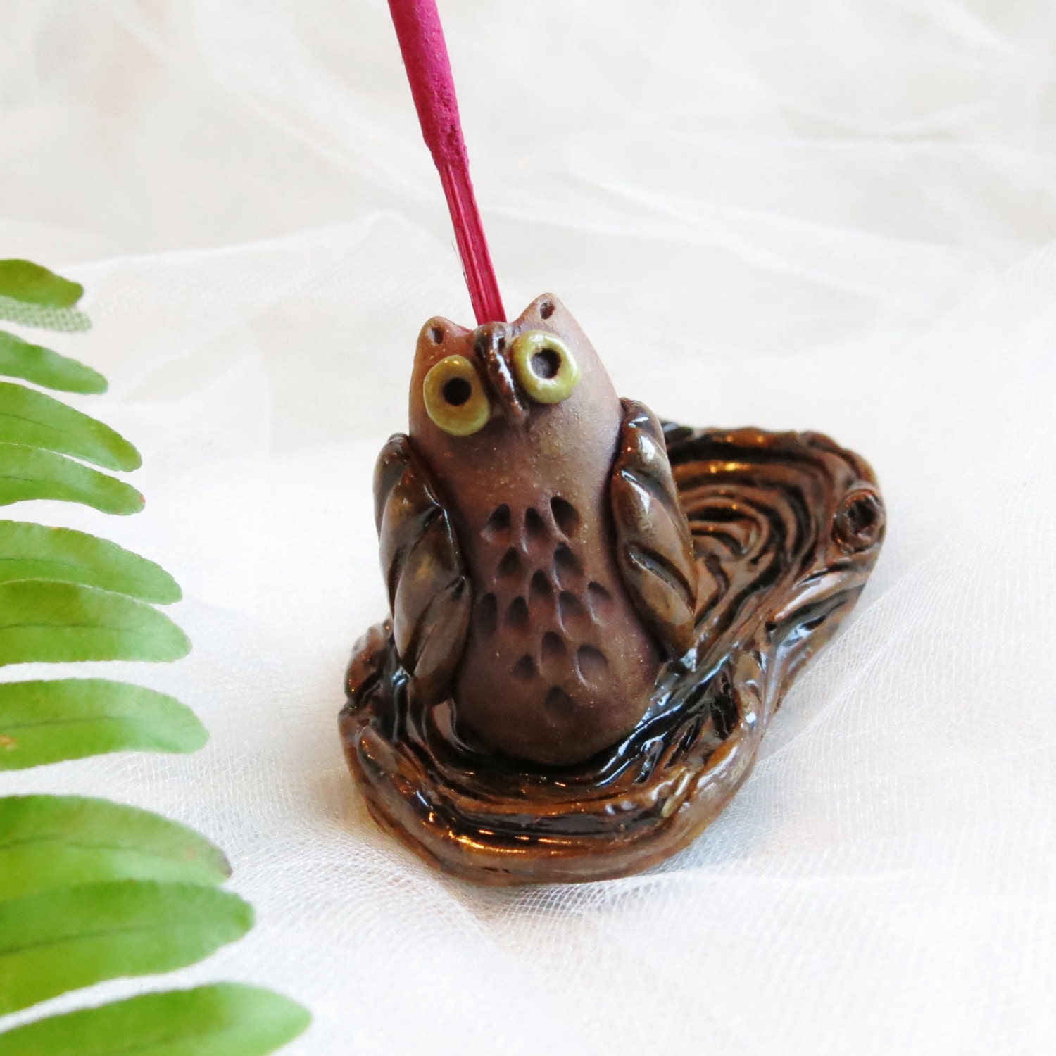 Ceramic Owl Incense Holder / Pottery Incense Burner Spa Yoga