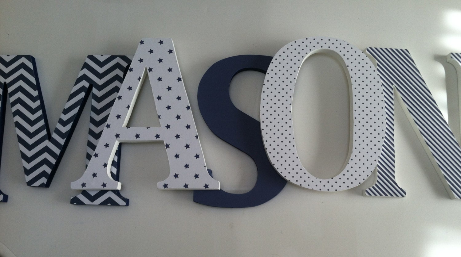 Wooden letters for nursery in navy blue by SummerOlivias on Etsy