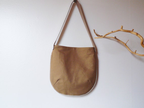Canvas medium tote bag light brown canvas and leather by SKmodell