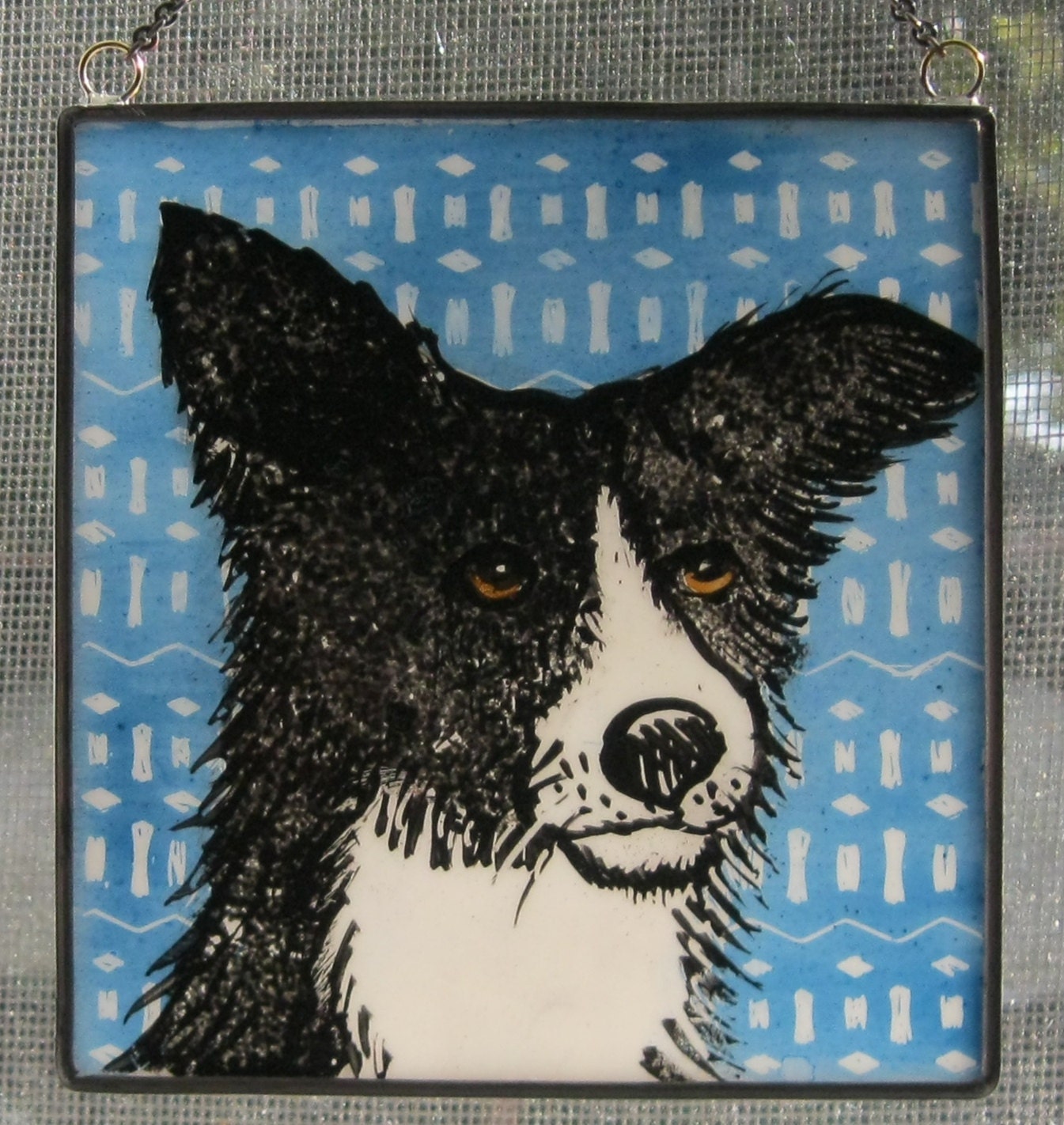 Stained Glass Dog Suncatcher Border Collie JRN153
