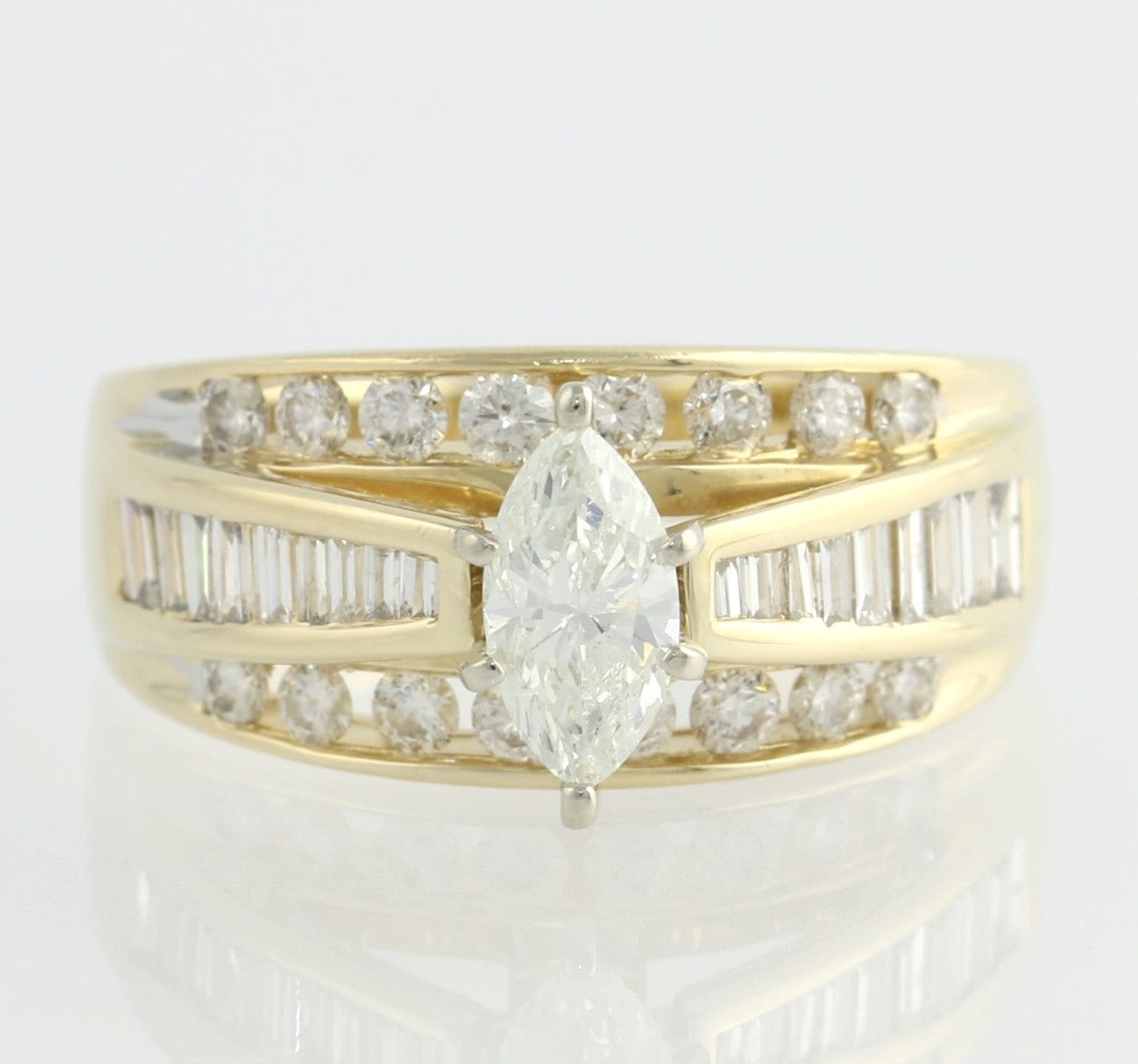 Engagement Ring Diamond 14k Yellow & White Gold Marquise ZEI