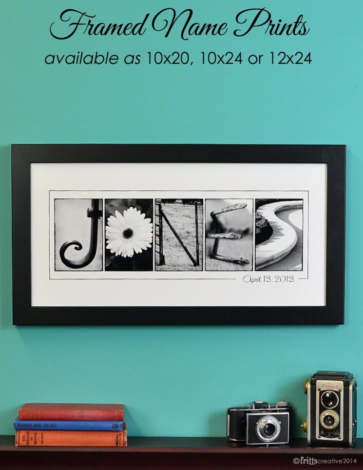 Personalized Name Print In B&W FRAMED Alphabet Photography