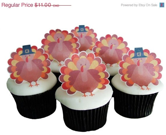 Thanksgiving Decorations for Cakes and Cupcakes - Edible Turkey Toppers - DIY Il_570xn