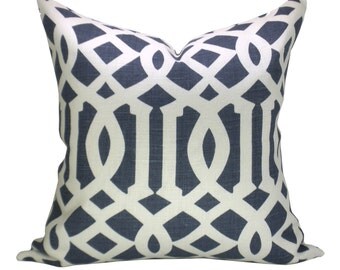 Imperial Trellis pillow cover in Navy