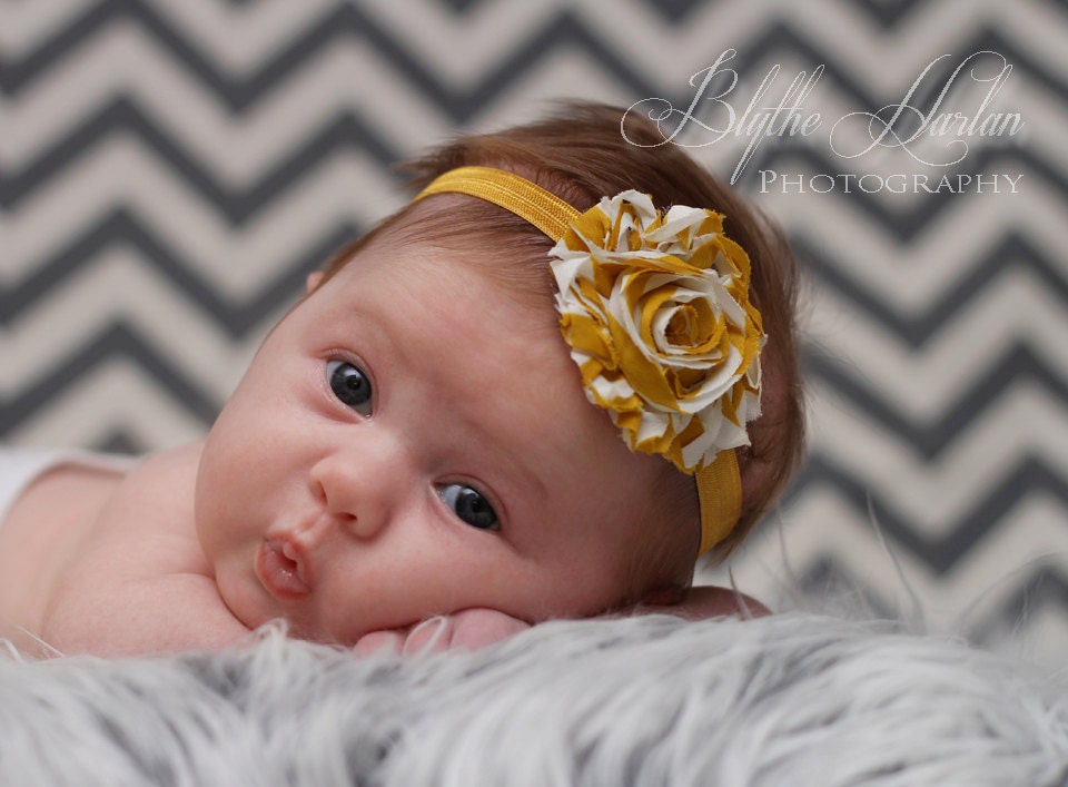 Mustard striped headband baby girl headband by DanicasChicBowtique