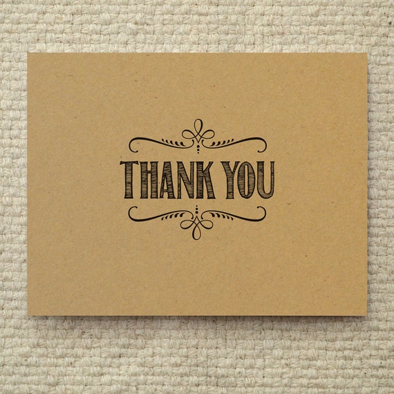 DIY Kraft Paper Thank You Card Handlettered by AmyAdamsPrintables
