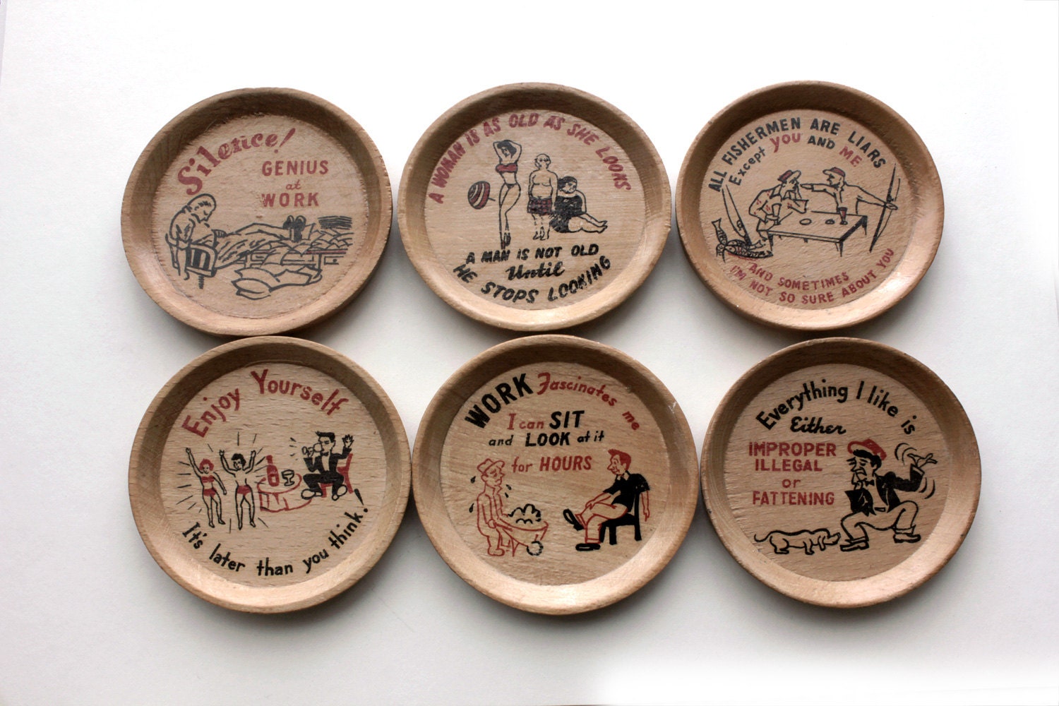 Cocktail Drinks Coasters Vintage Novelty Barware by MiesEnScene