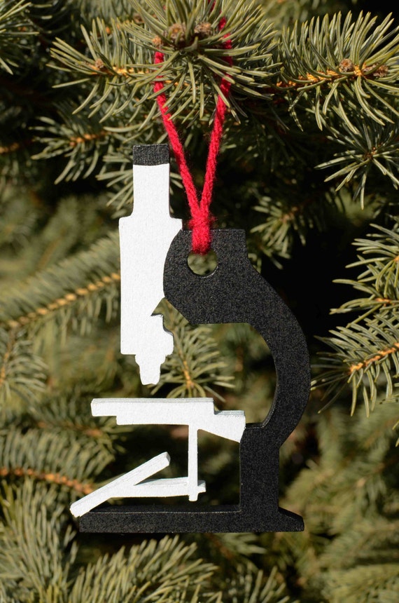 Microscope Wood Ornament Christmas Science Scroll Work